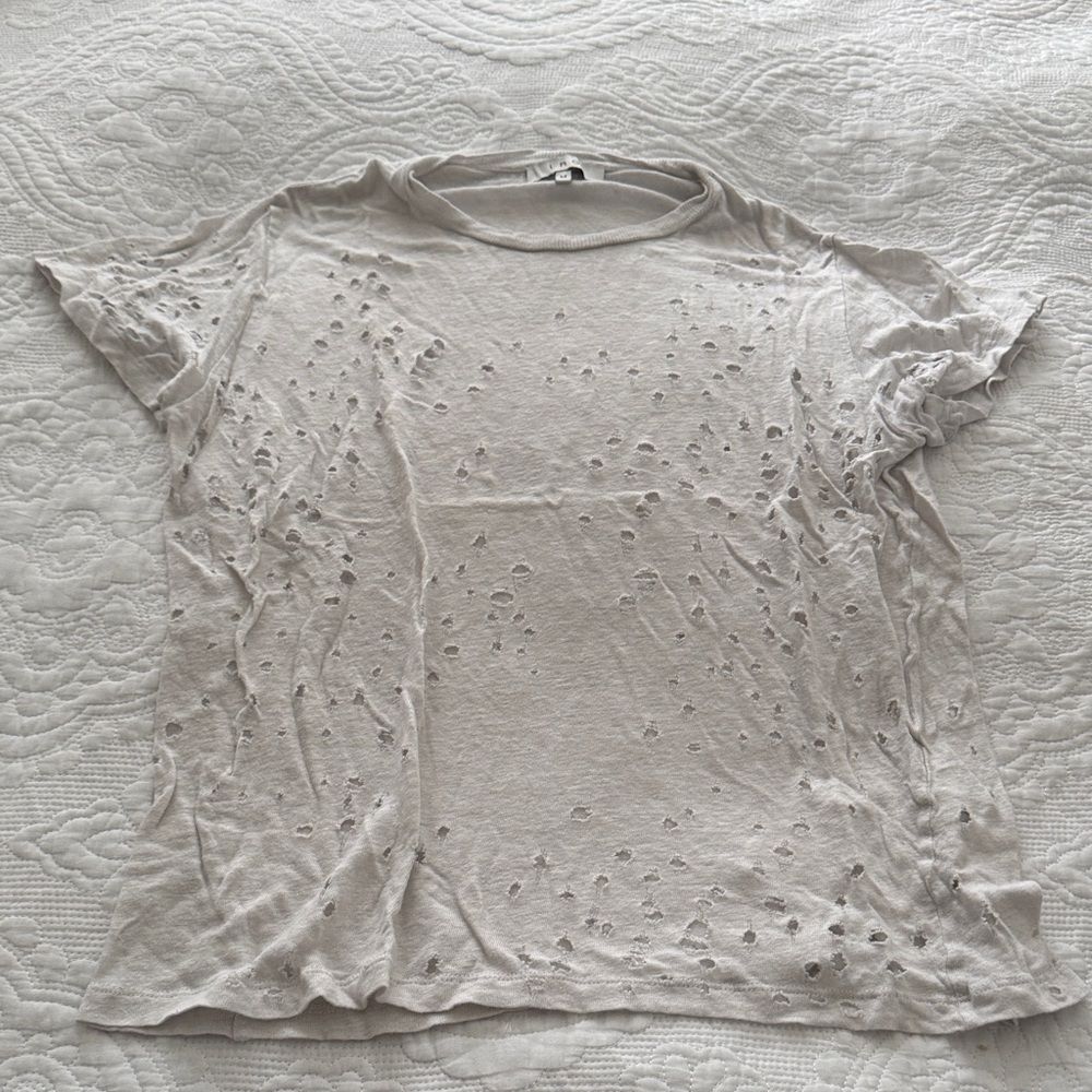 IRO Distressed Cream Short Sleeve Tee